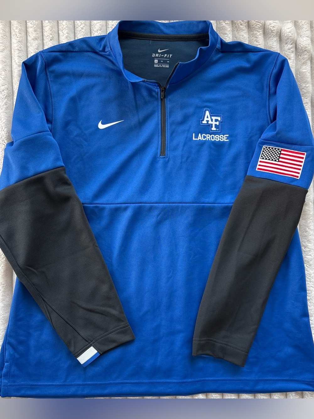 Nike Dri-Fit Air Force Lacrosse Quarter Zip - Royal Blue/Gray Size XL